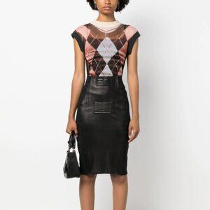 Jean Paul Gaultier Leather Panel Skirt 1987 Re-Issue XS